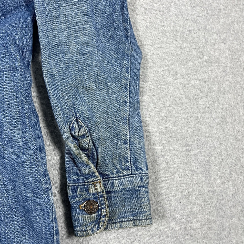 Vintage Levis Shirt Mens Small Blue Denim Western Orange Tab 70s Button Up Read - Picture 5 of 14